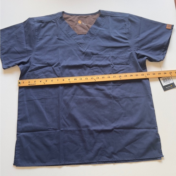 NWT Carhartt Men's Navy Blue V-Neck Scrub Top Size M (G4) - Picture 3 of 7